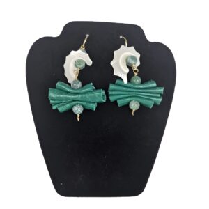 Leather and Shell Earrings