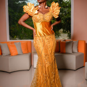 Sequined and Velvet Elegant Evening Gown